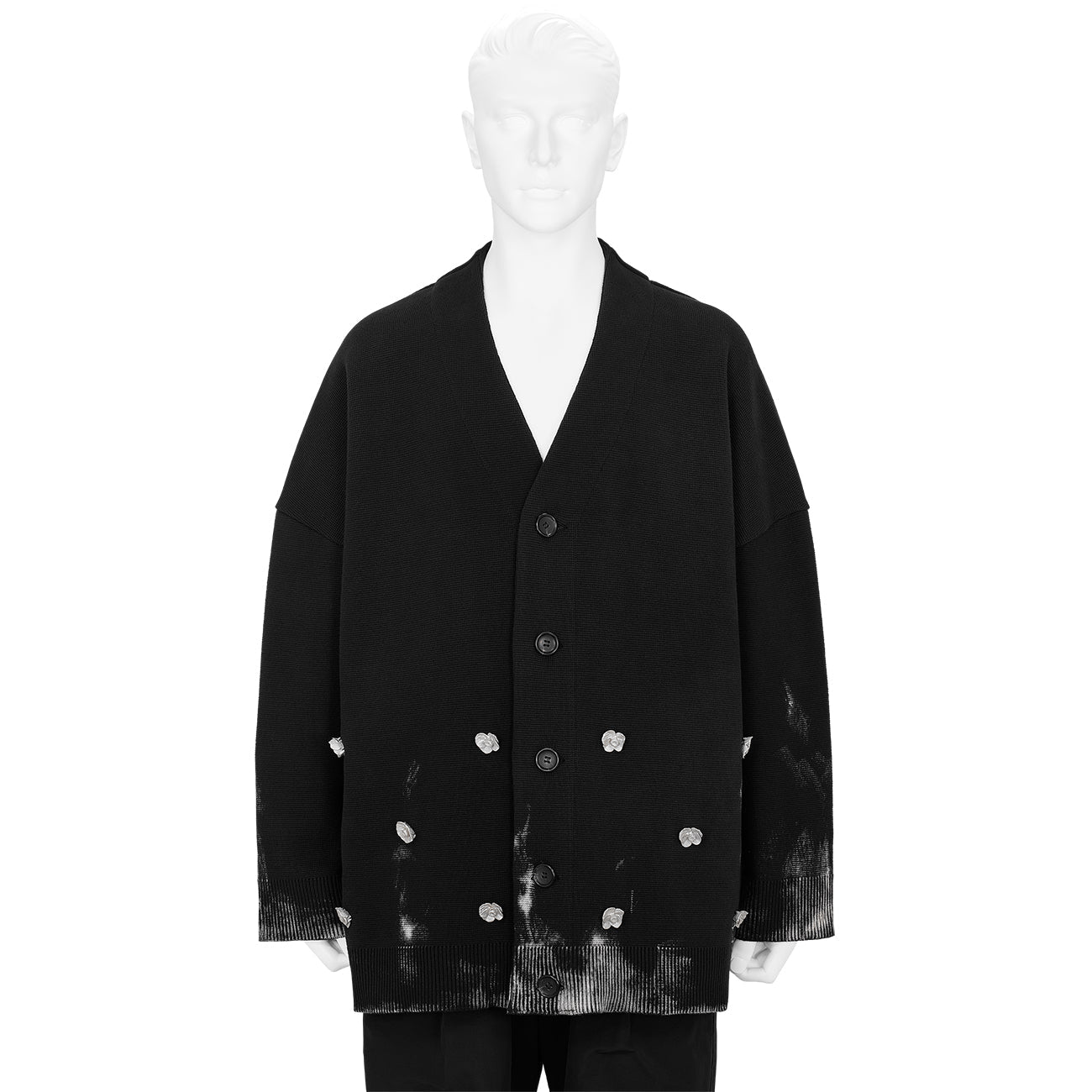 SOFU TESHIGAHARA FLOWER BUTTON CARDIGAN BLACK