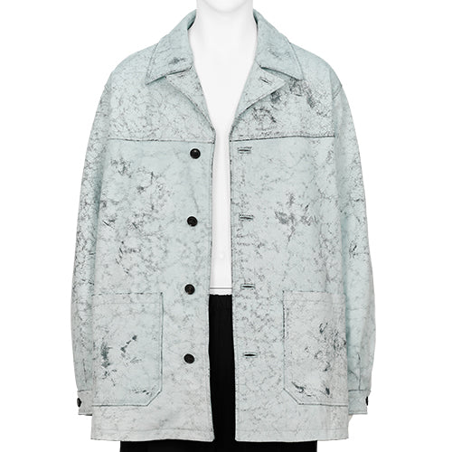CRACKED GOAT LEATHER CAR COAT WHITE