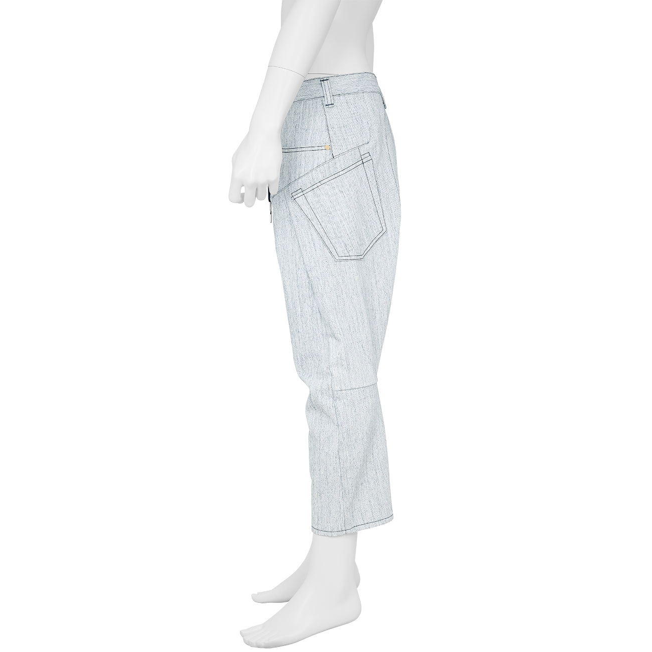 3D CUT PAINT SARROUEL DENIM WHITE