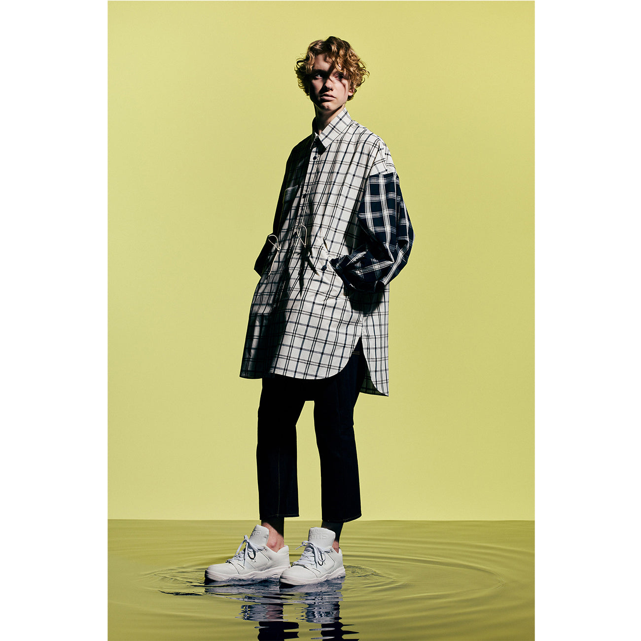 3D CUT PAINT SARROUEL DENIM WHITE