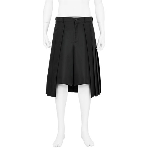 POLYESTER SHORTS WITH PLEATS PARTS BLACK