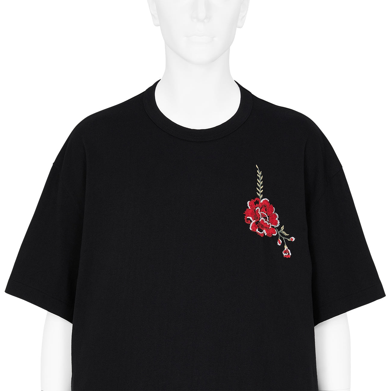 FLOWER EMBROIDERY T SHIRT BLACK