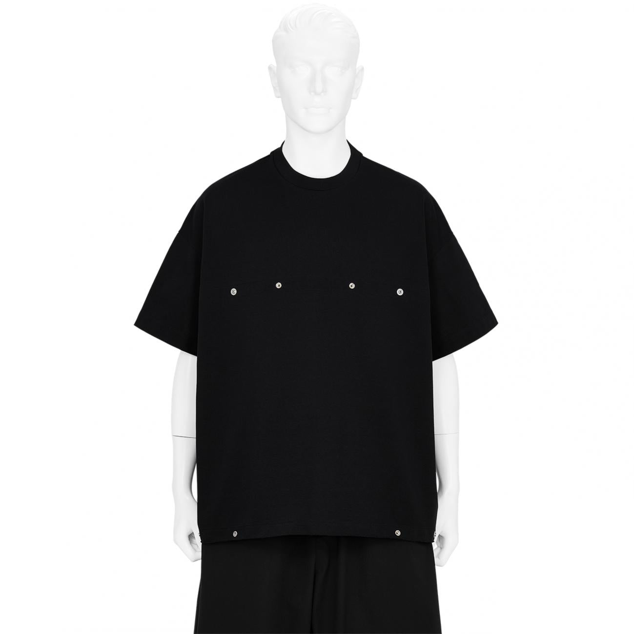 BLACK LINE BUTTON T-SHIRT BLACK