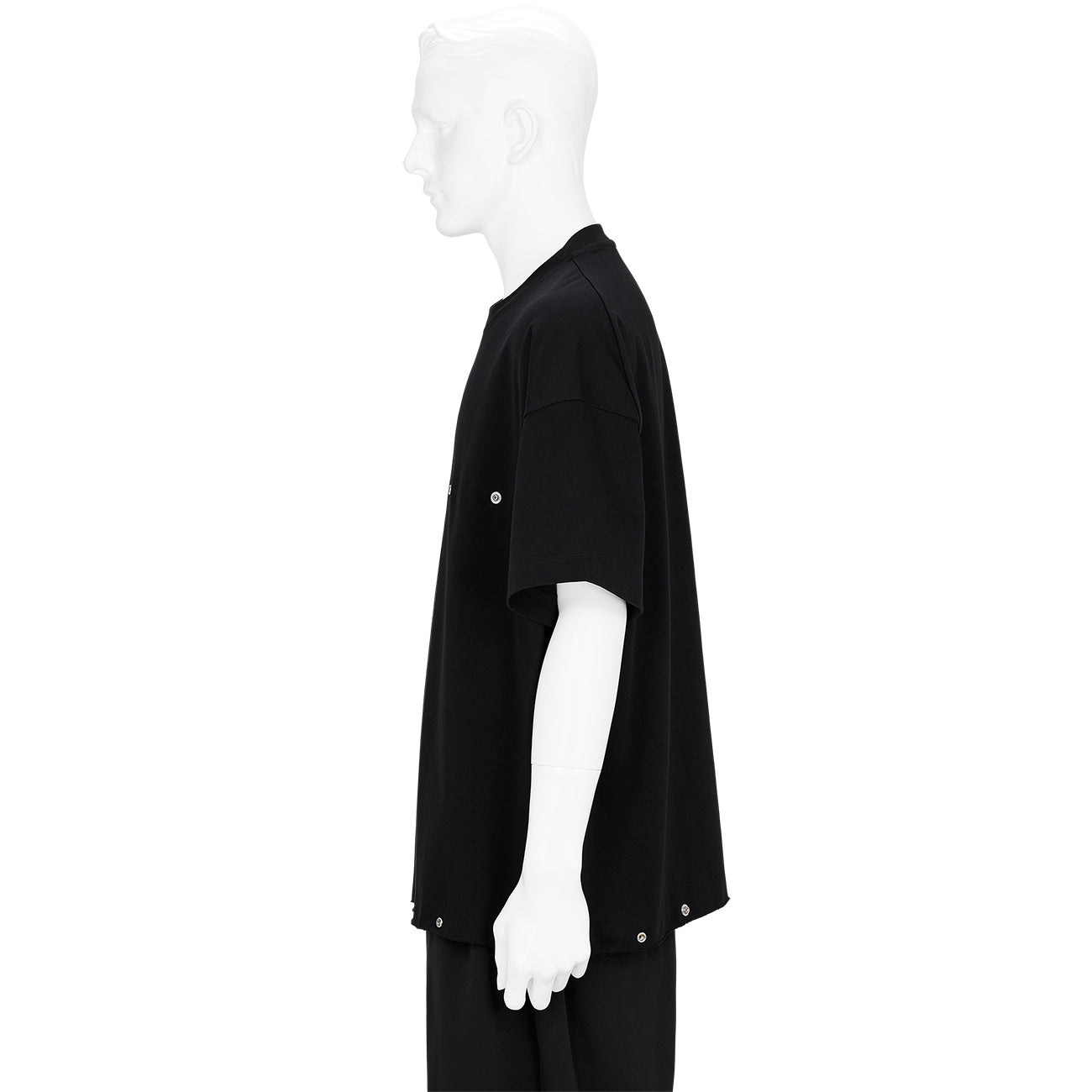 BLACK LINE BUTTON T-SHIRT BLACK