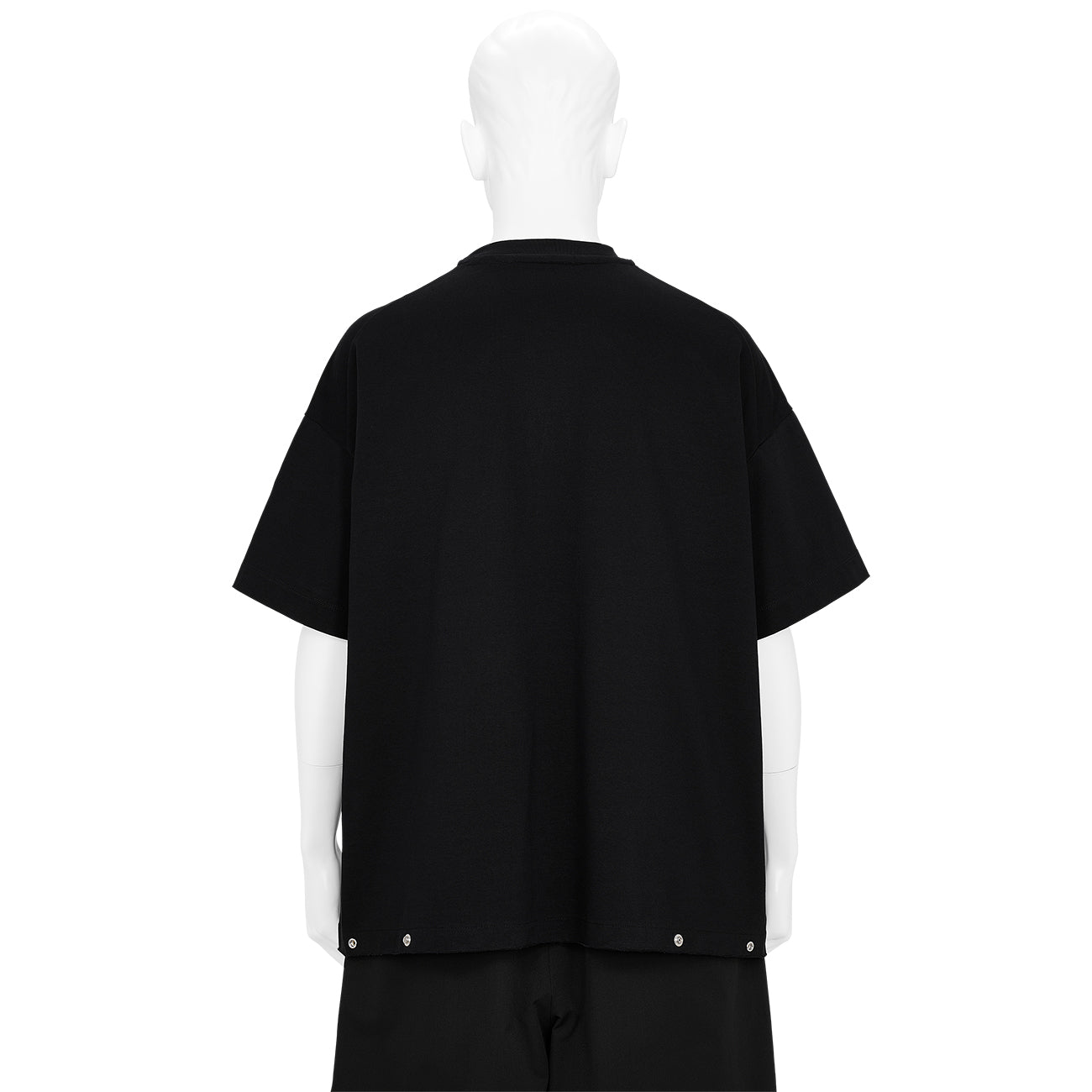BLACK LINE BUTTON T-SHIRT BLACK