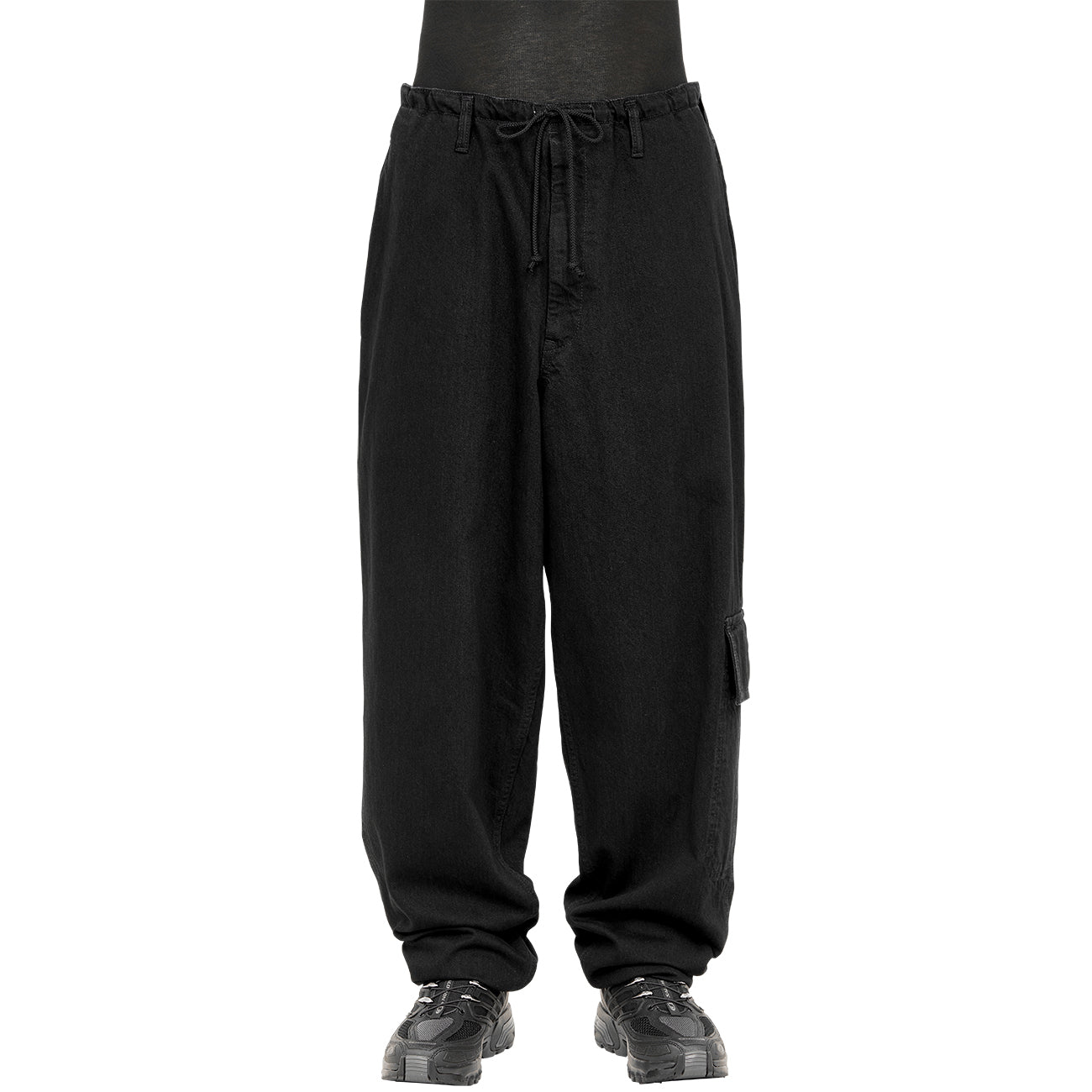 BLACK DENIM CARGO PANTS BLACK - Yohji Yamamoto POUR HOMME