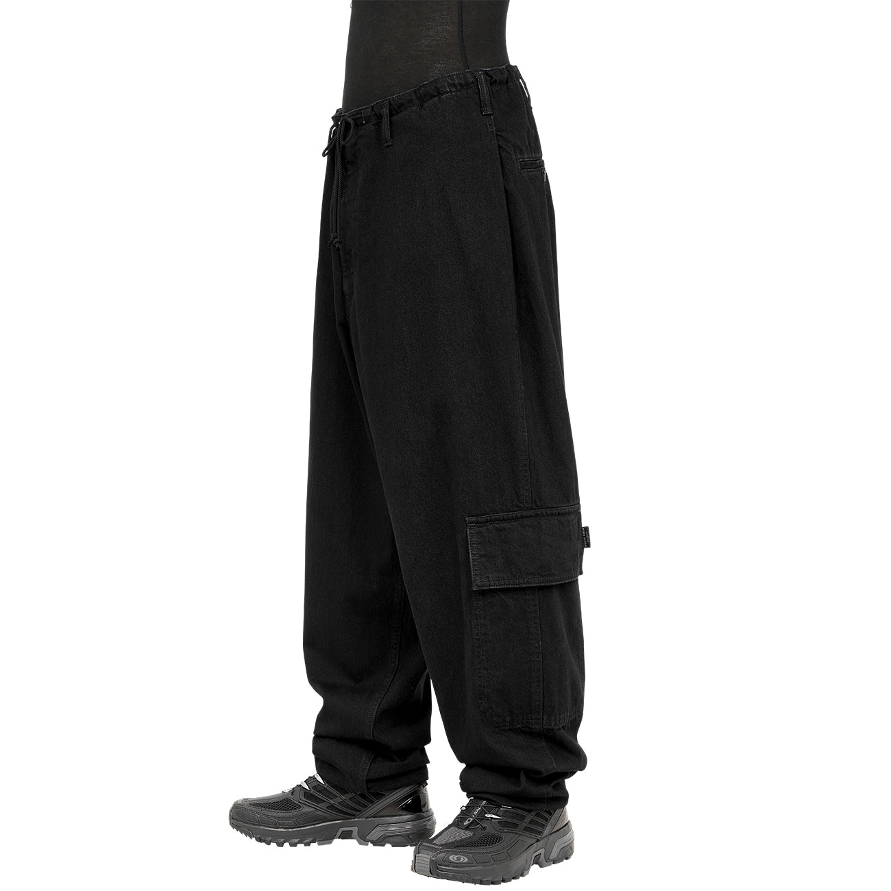 BLACK DENIM CARGO PANTS BLACK