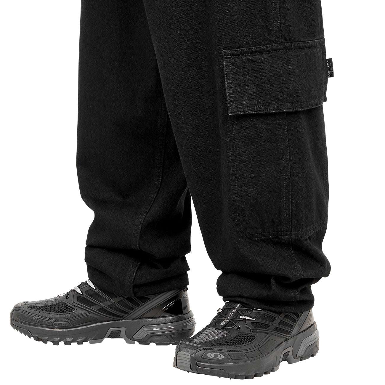 BLACK DENIM CARGO PANTS BLACK