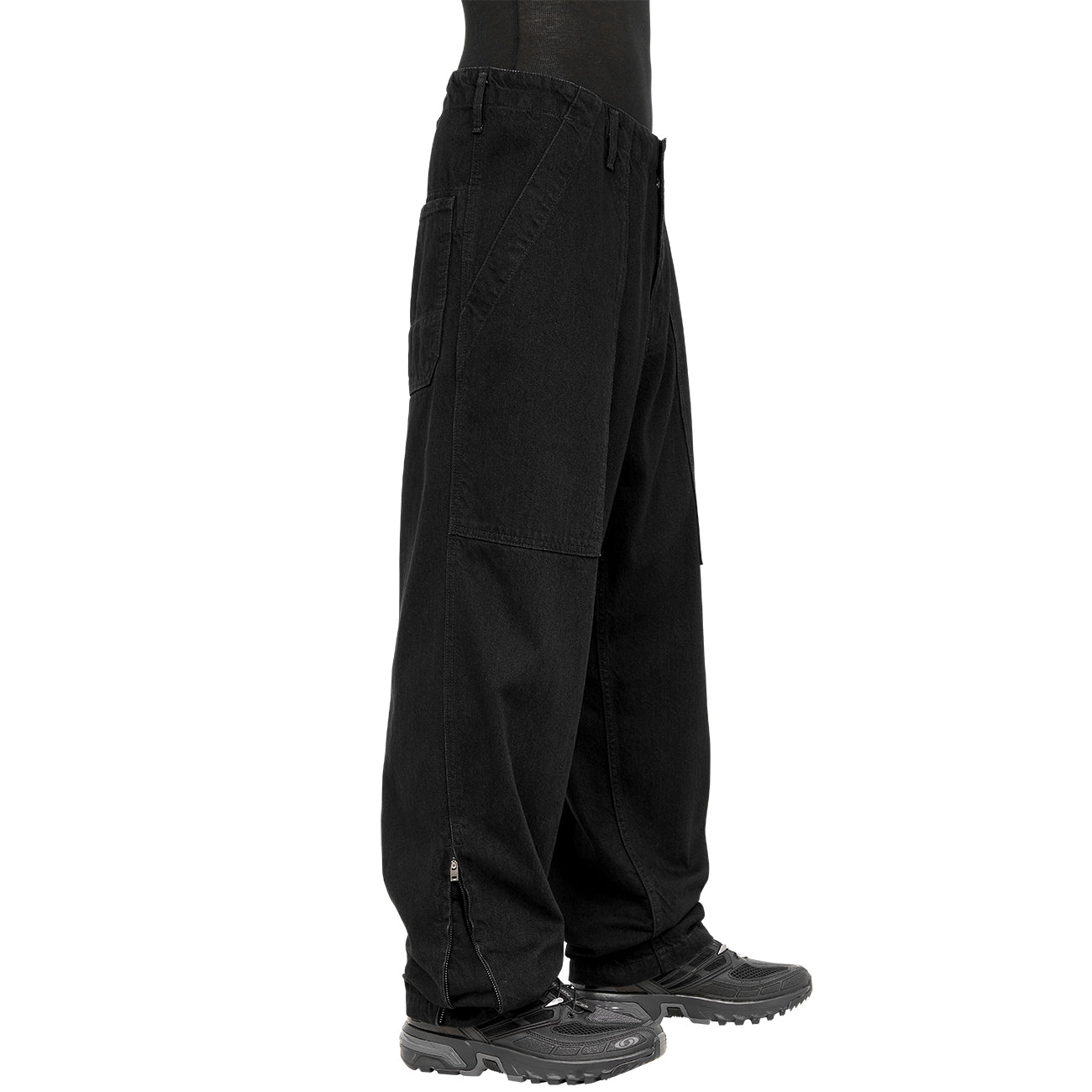 BLACK DENIM BAKER PANTS BLACK