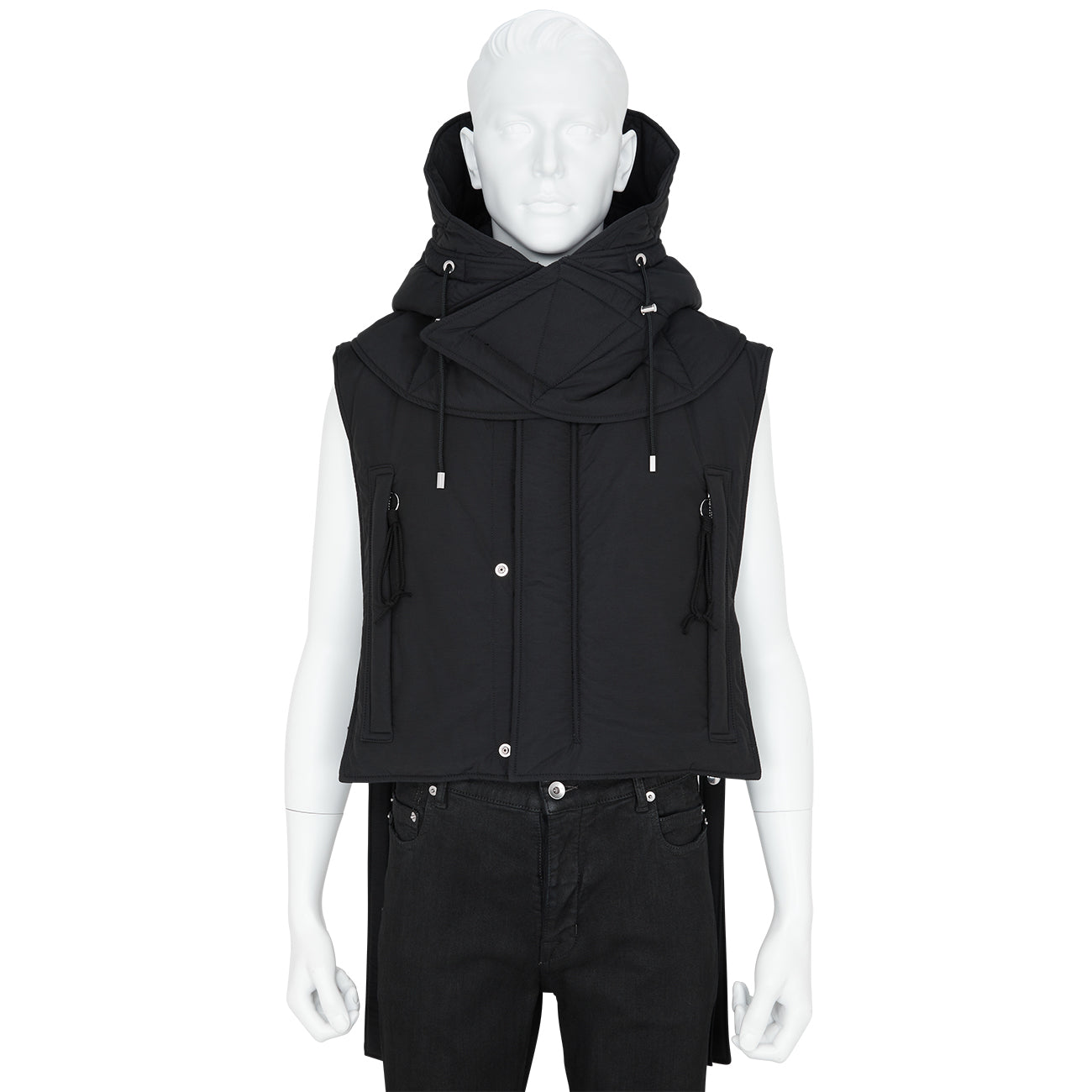 VEST WITH HOOD BLACK - ALMOSTBLACK(オールモストブラック