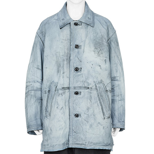 CUT OFF LEATHER ( SHEEPSKIN ) CAR COAT WHITE