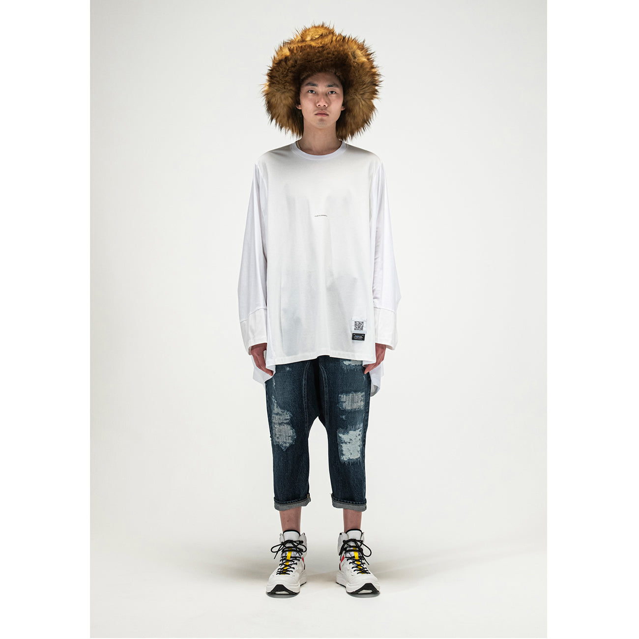 DAMAGED SARROUEL DENIM PANTS INDIGO