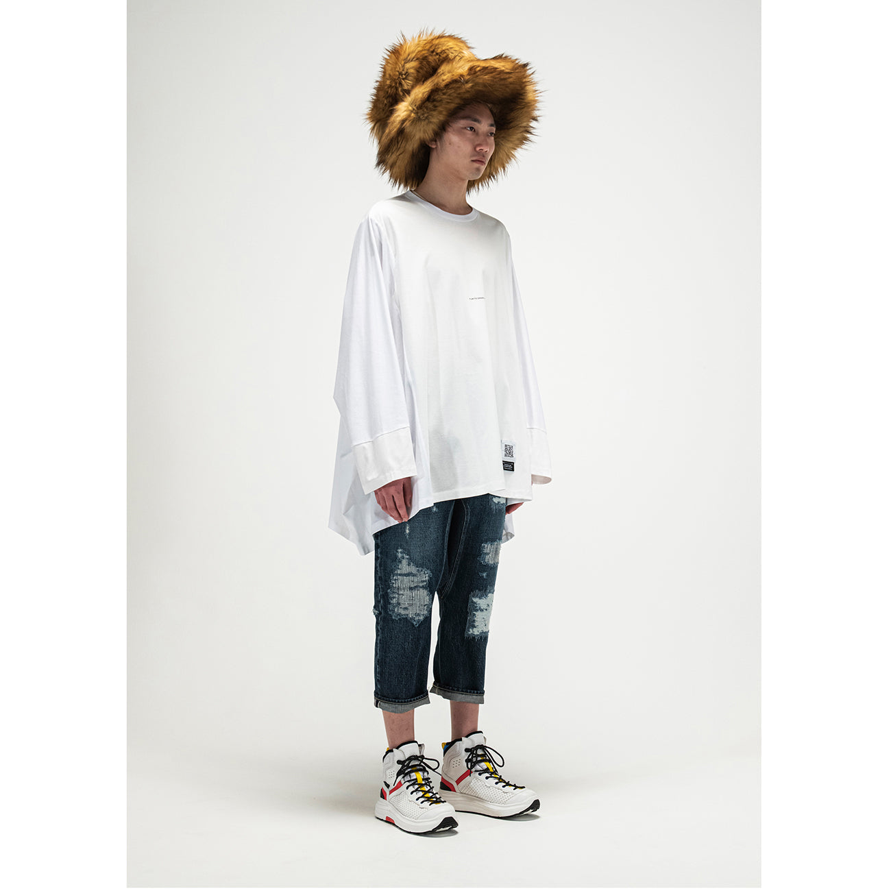 DAMAGED SARROUEL DENIM PANTS INDIGO