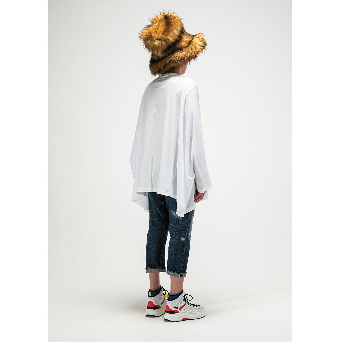 DAMAGED SARROUEL DENIM PANTS INDIGO
