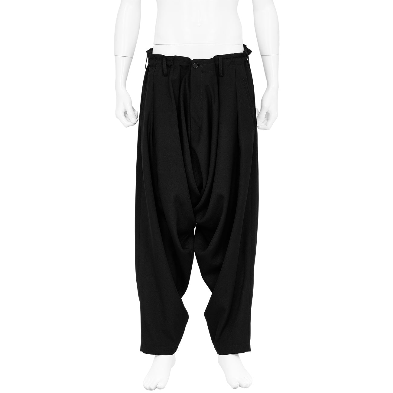 DRAPED PANTS BLACK - Yohji Yamamoto POUR HOMME(ヨウジ