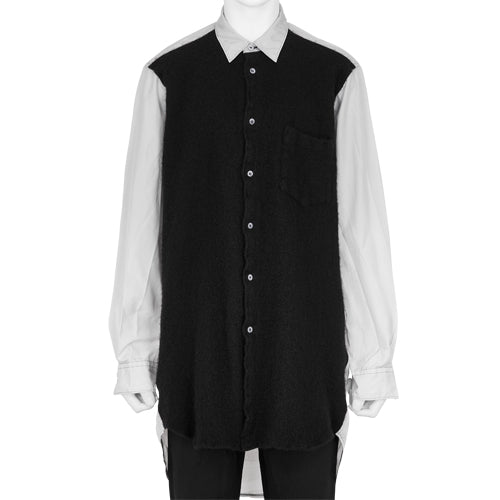 FULLING WOOL PANEL LONG SHIRT BLACK