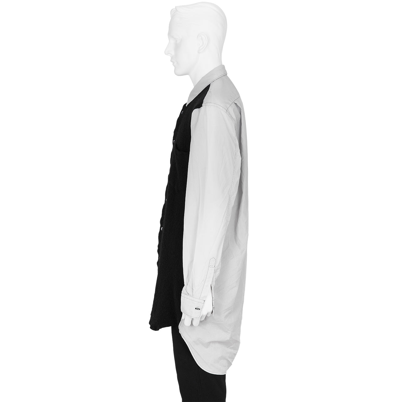 FULLING WOOL PANEL LONG SHIRT BLACK