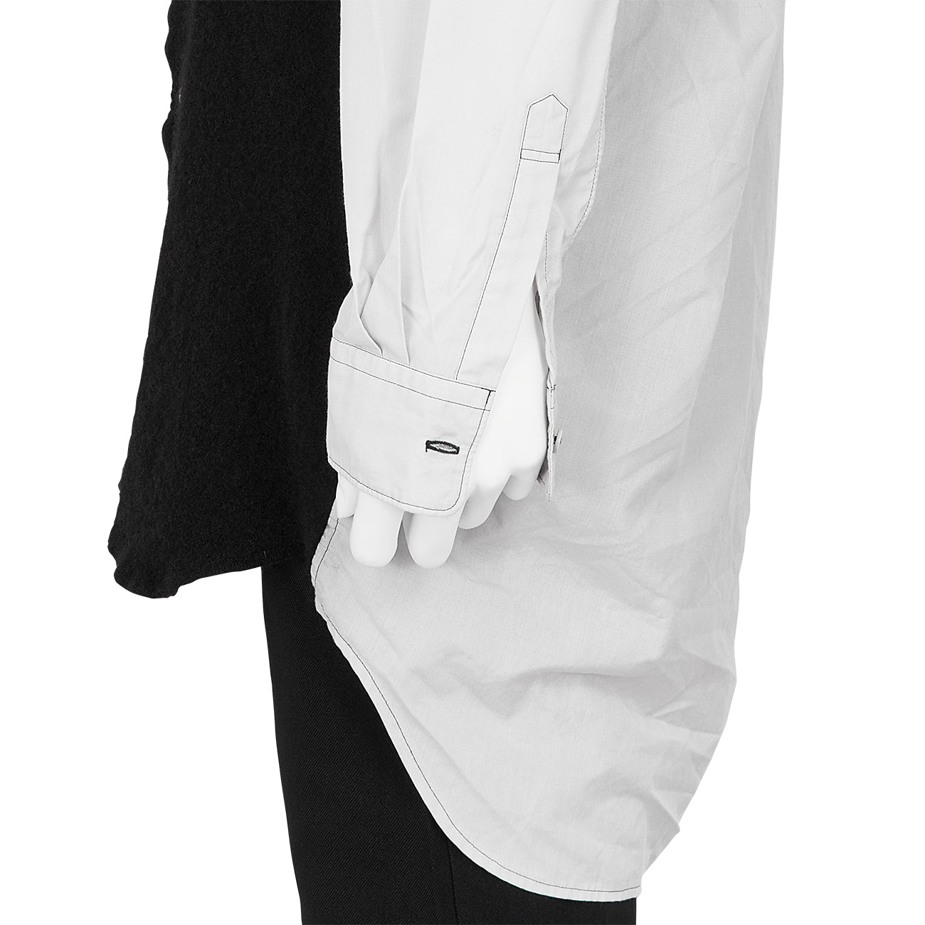 FULLING WOOL PANEL LONG SHIRT BLACK