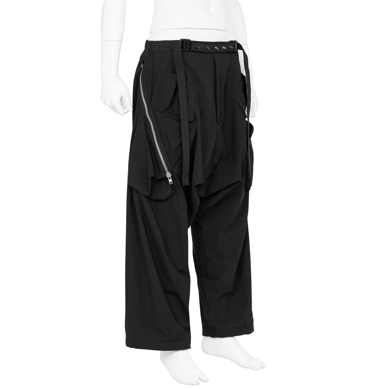 P30AL-E ENCAPSULATED NYLON ULTRAWIDE DRAWCORD CARGO TROUSER BLACK