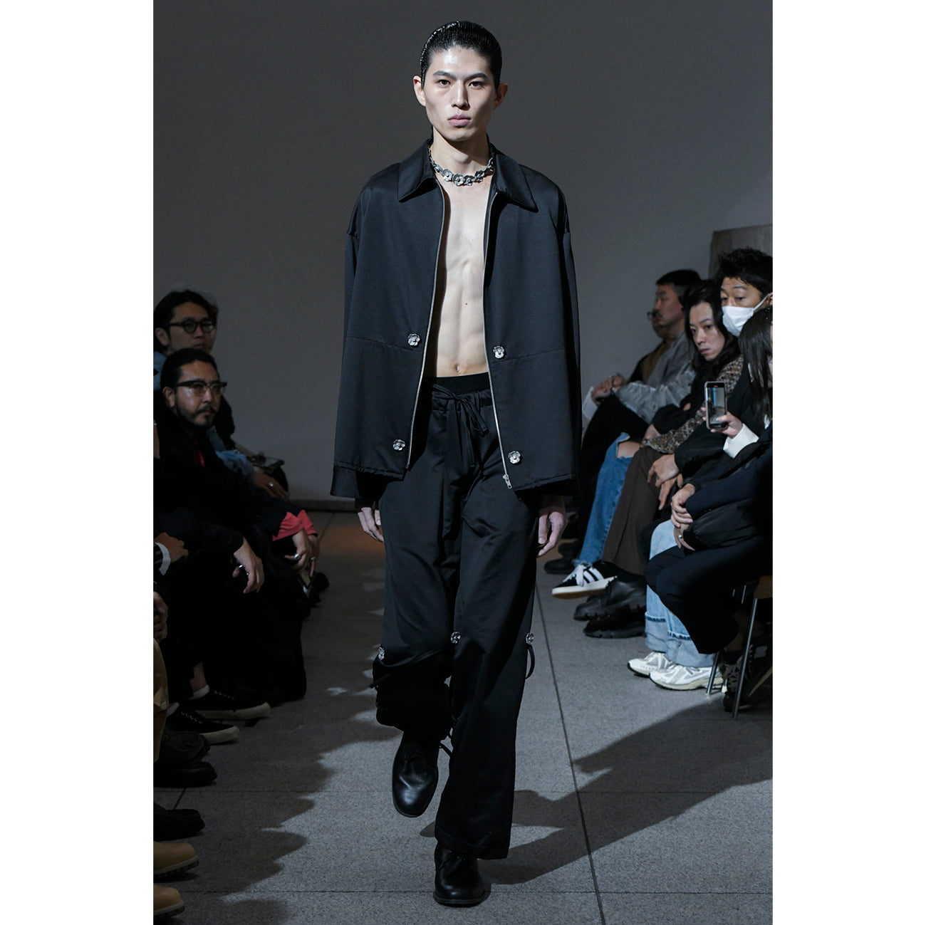 SOFU TESHIGAHARA PRINT SATIN SHIRT JACKET BLACK