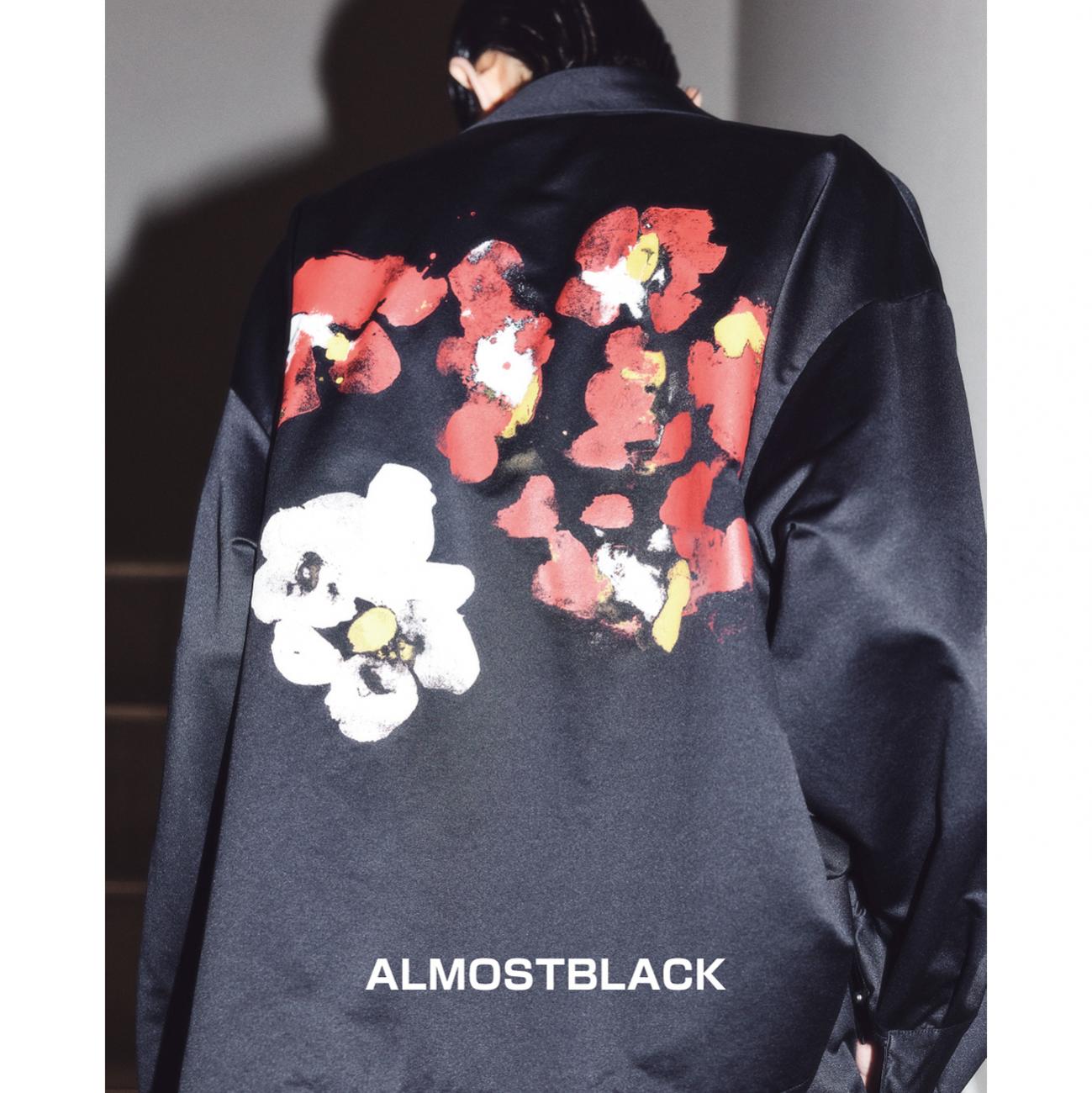 SOFU TESHIGAHARA PRINT SATIN SHIRT JACKET BLACK