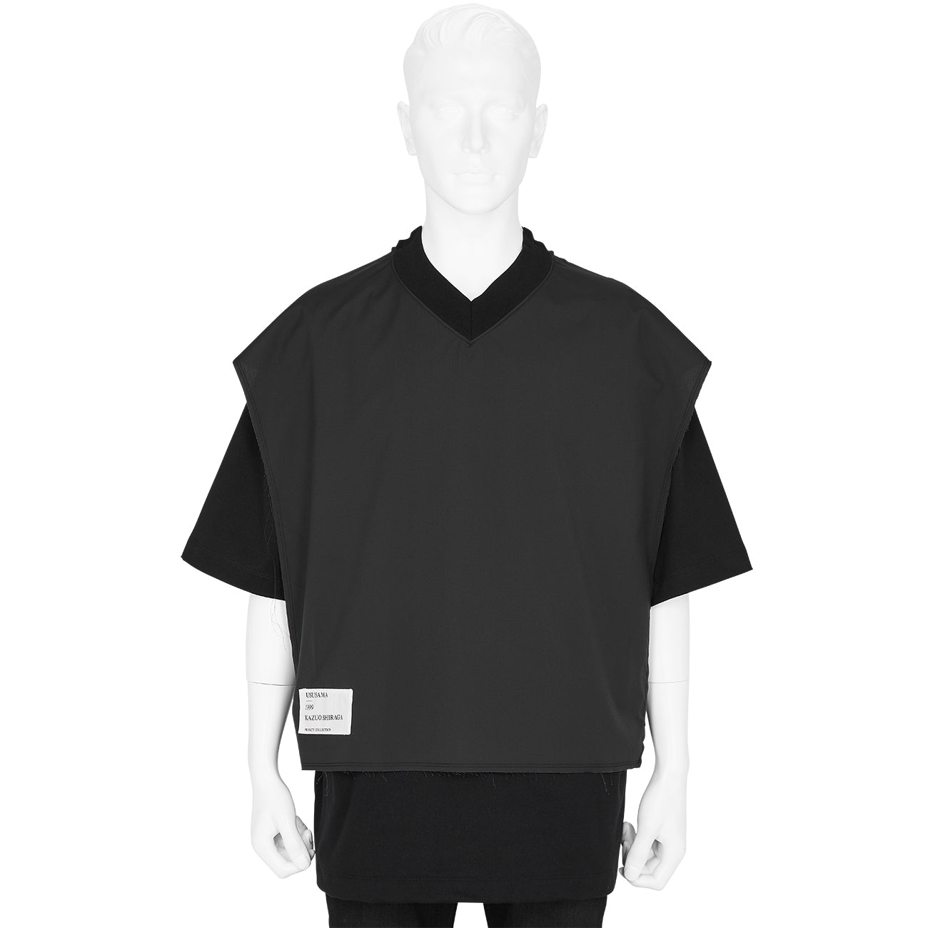 KAZUO SHIRAGA LAYER V NECK T-SHIRT BLACK