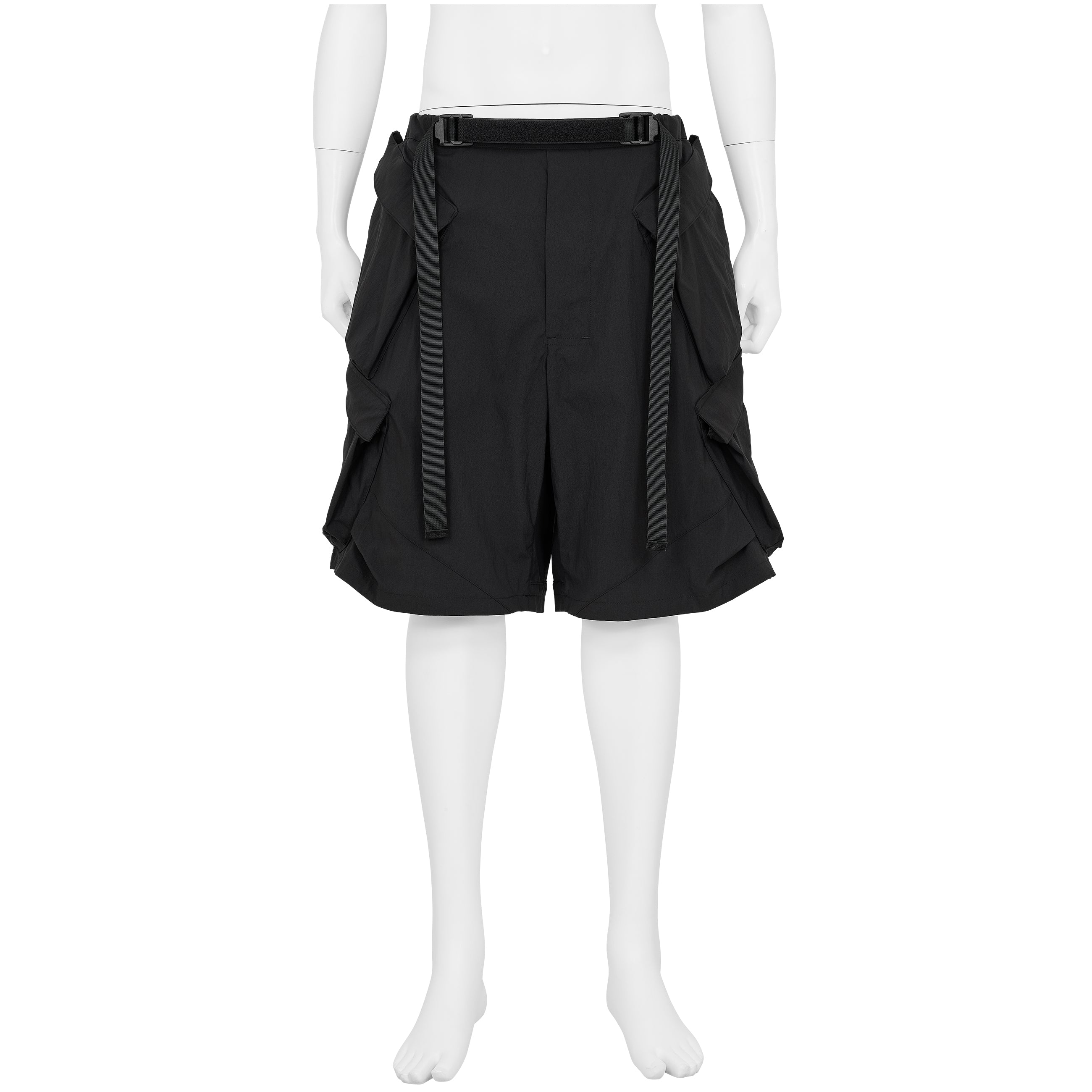 SP56A-M NYLON STRETCH DOUBLE CARGO SHORT PANT BLACK