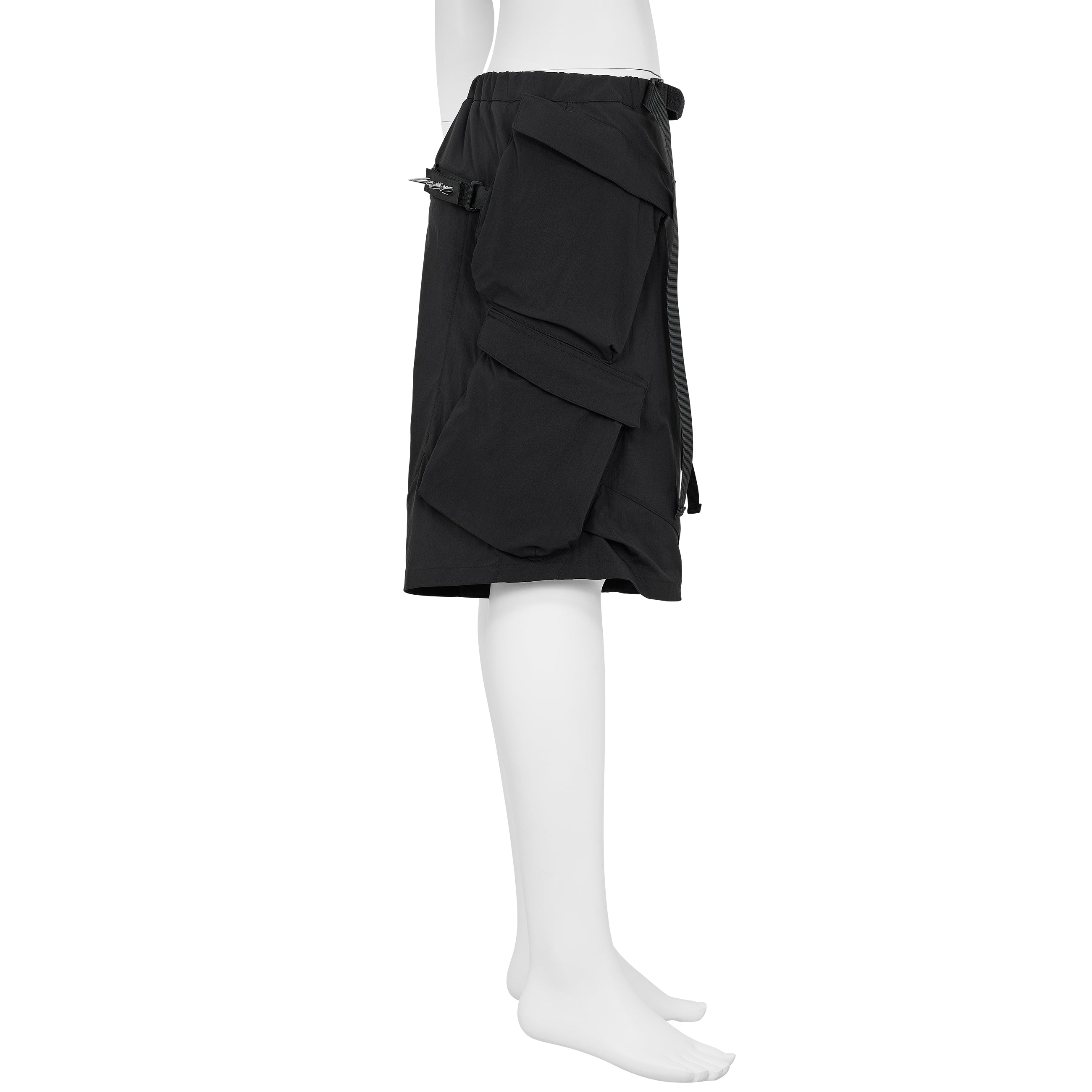 SP56A-M NYLON STRETCH DOUBLE CARGO SHORT PANT BLACK
