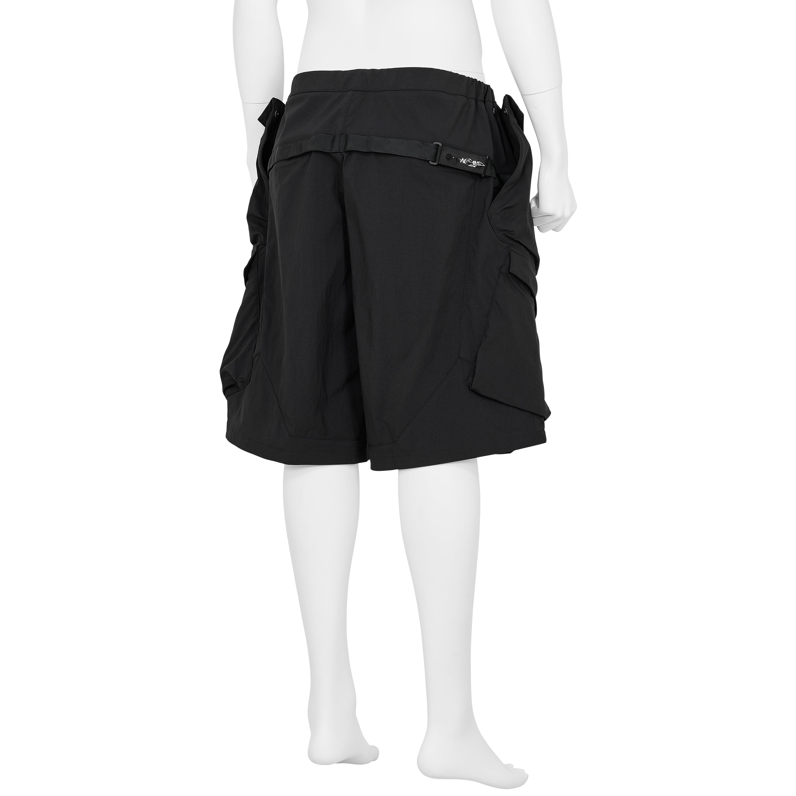 SP56A-M NYLON STRETCH DOUBLE CARGO SHORT PANT BLACK