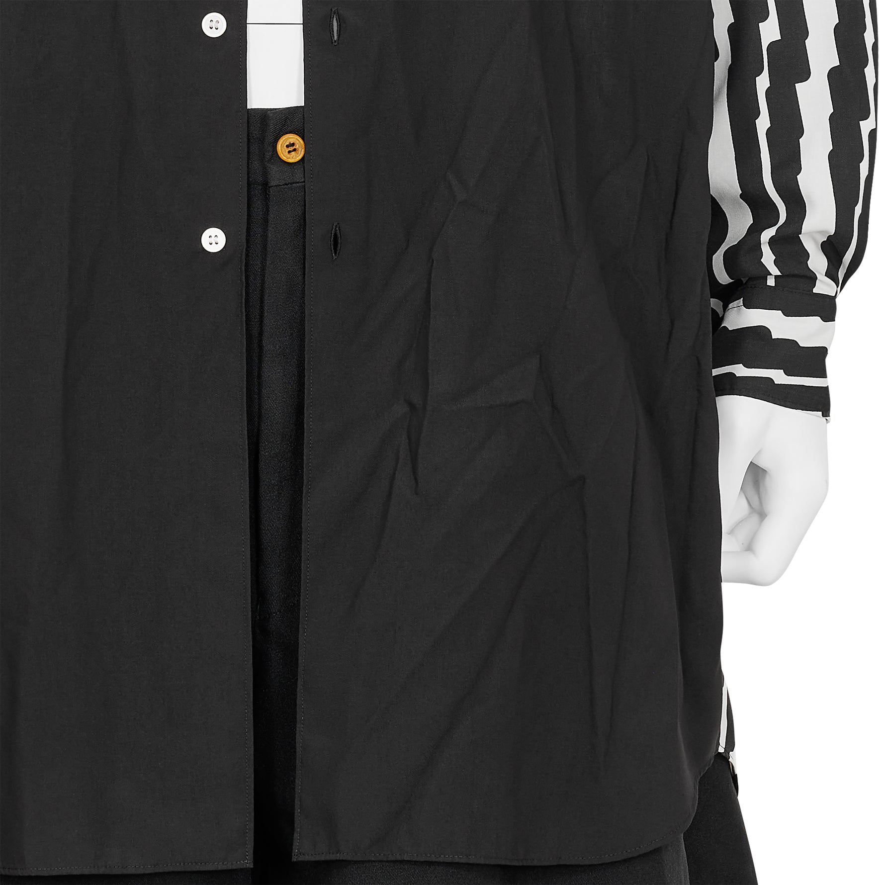 POLYESTER SHIRT WITH HOOD BLACK WHITE