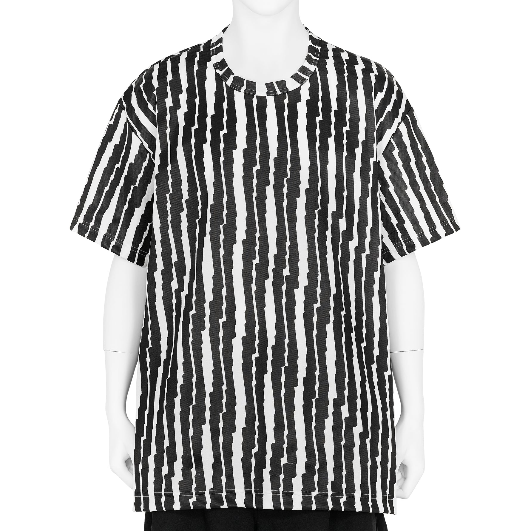 POLYESTER PRINT TEE SHIRT WHITE BLACK