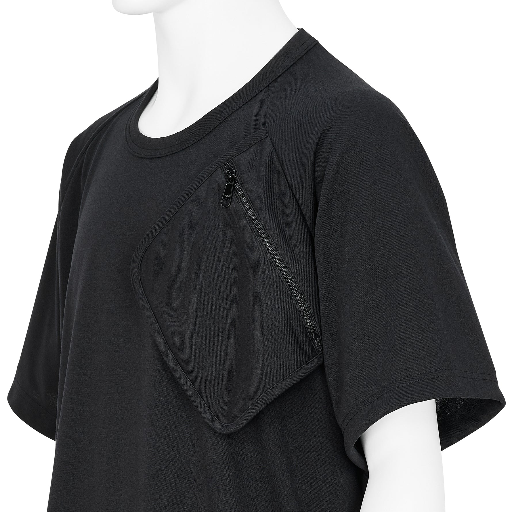 POLYESTER TEE SHIRT WITH SHOULDER POCKET BLACK