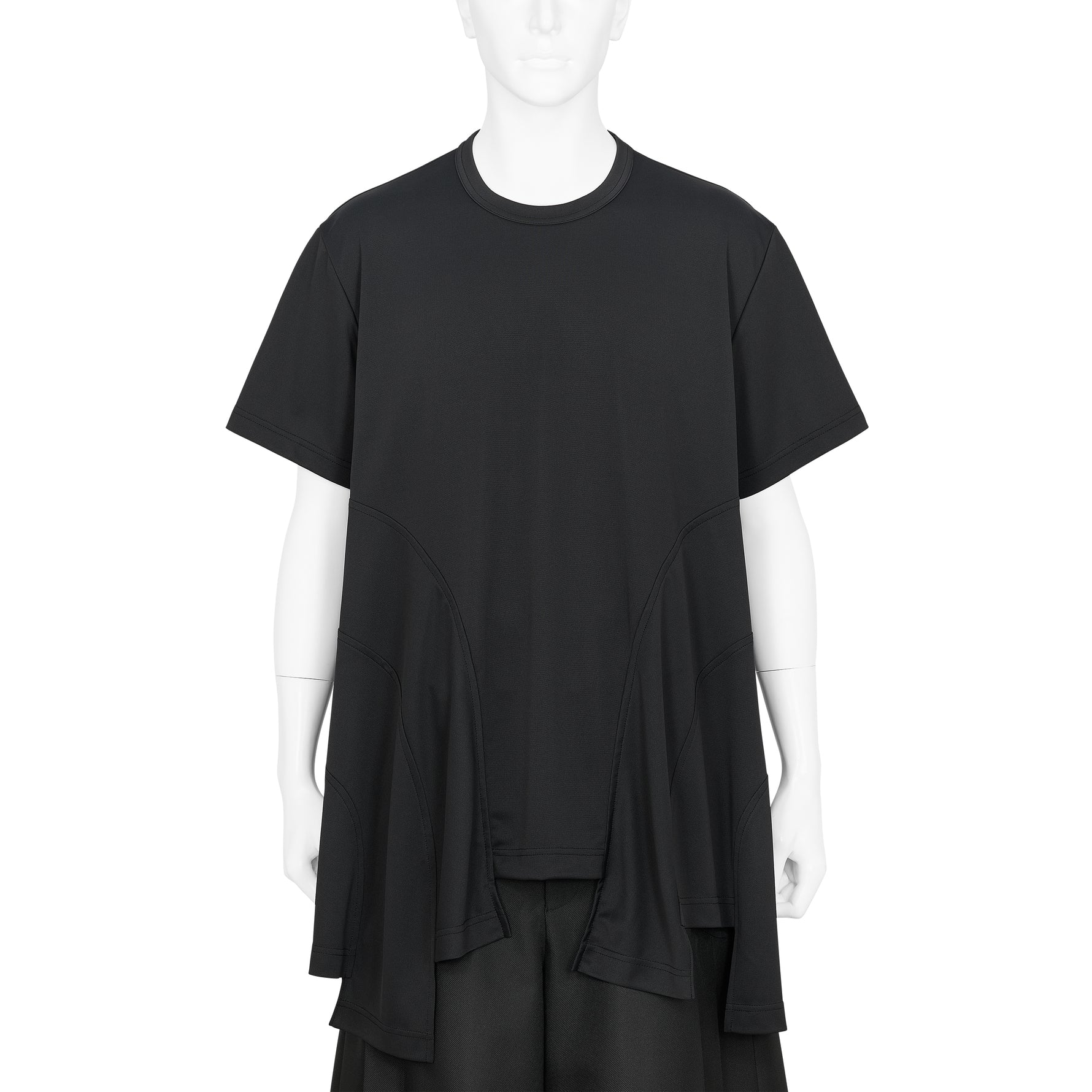 SIDE PANEL POLYESTER TEE SHIRT BLACK