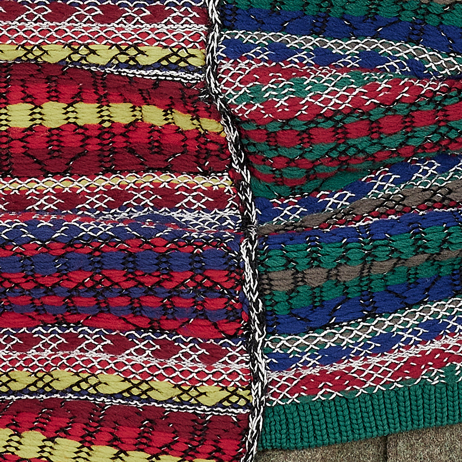 CREW NECK KNIT WITH ASYMMETRY PARTS OLIVE MULTI