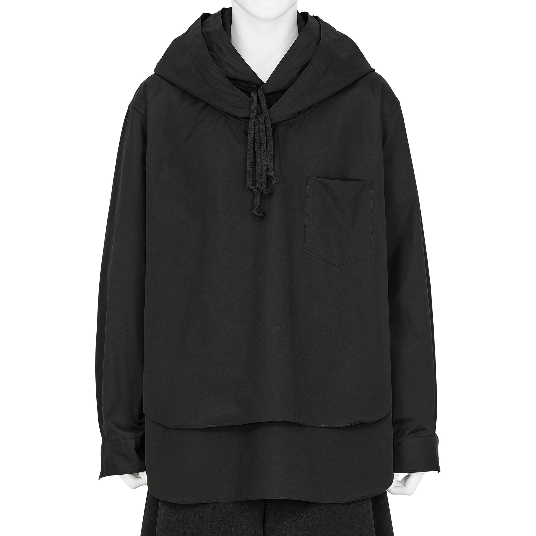 DOUBLE LAYERED HOOD SHIRT BLACK