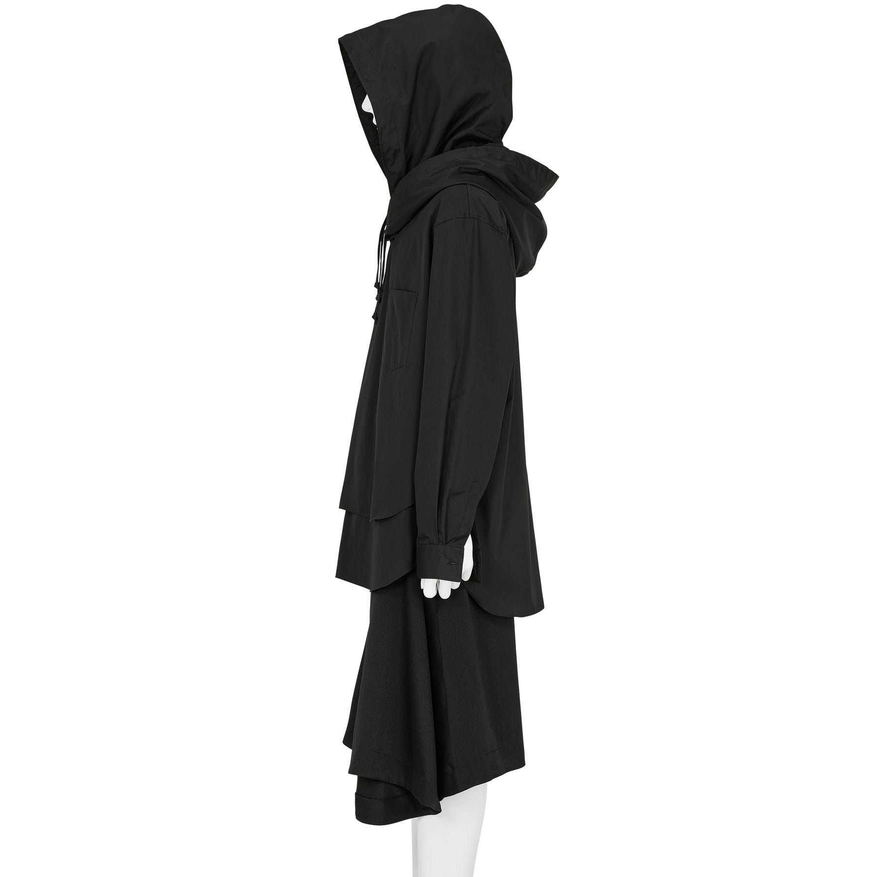 DOUBLE LAYERED HOOD SHIRT BLACK