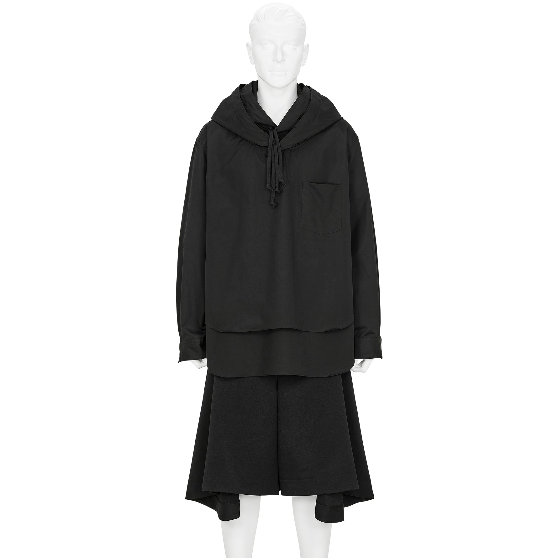 DOUBLE LAYERED HOOD SHIRT BLACK