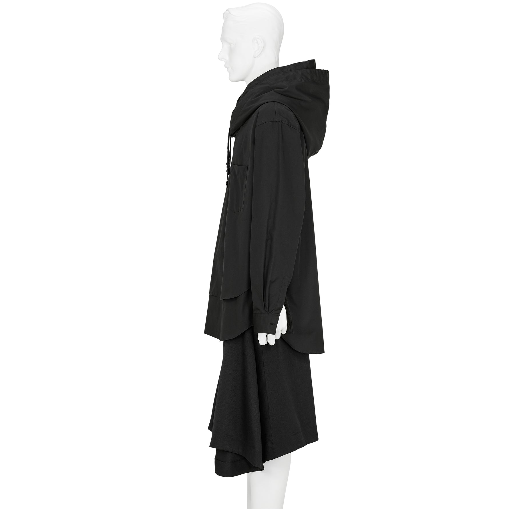 DOUBLE LAYERED HOOD SHIRT BLACK