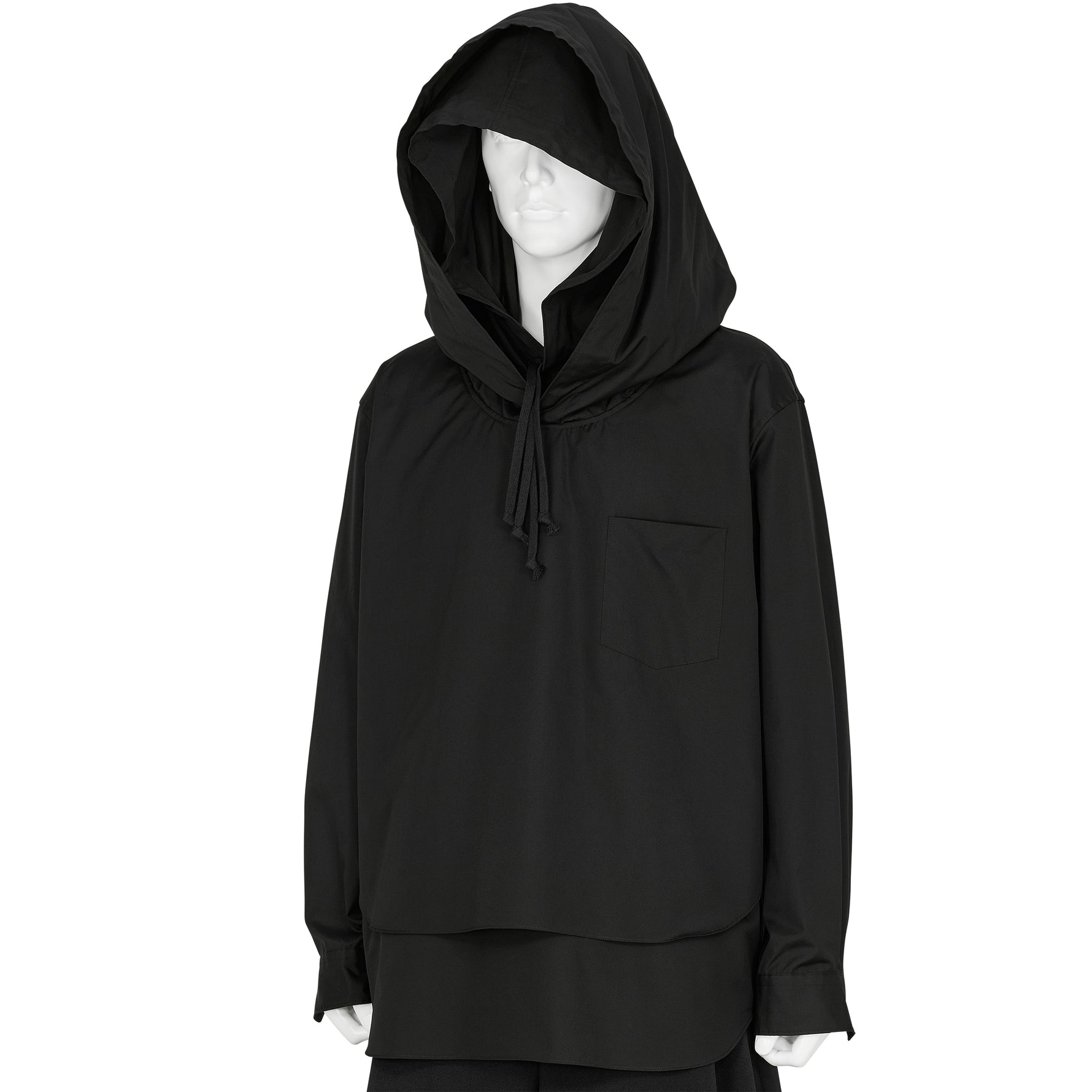 DOUBLE LAYERED HOOD SHIRT BLACK