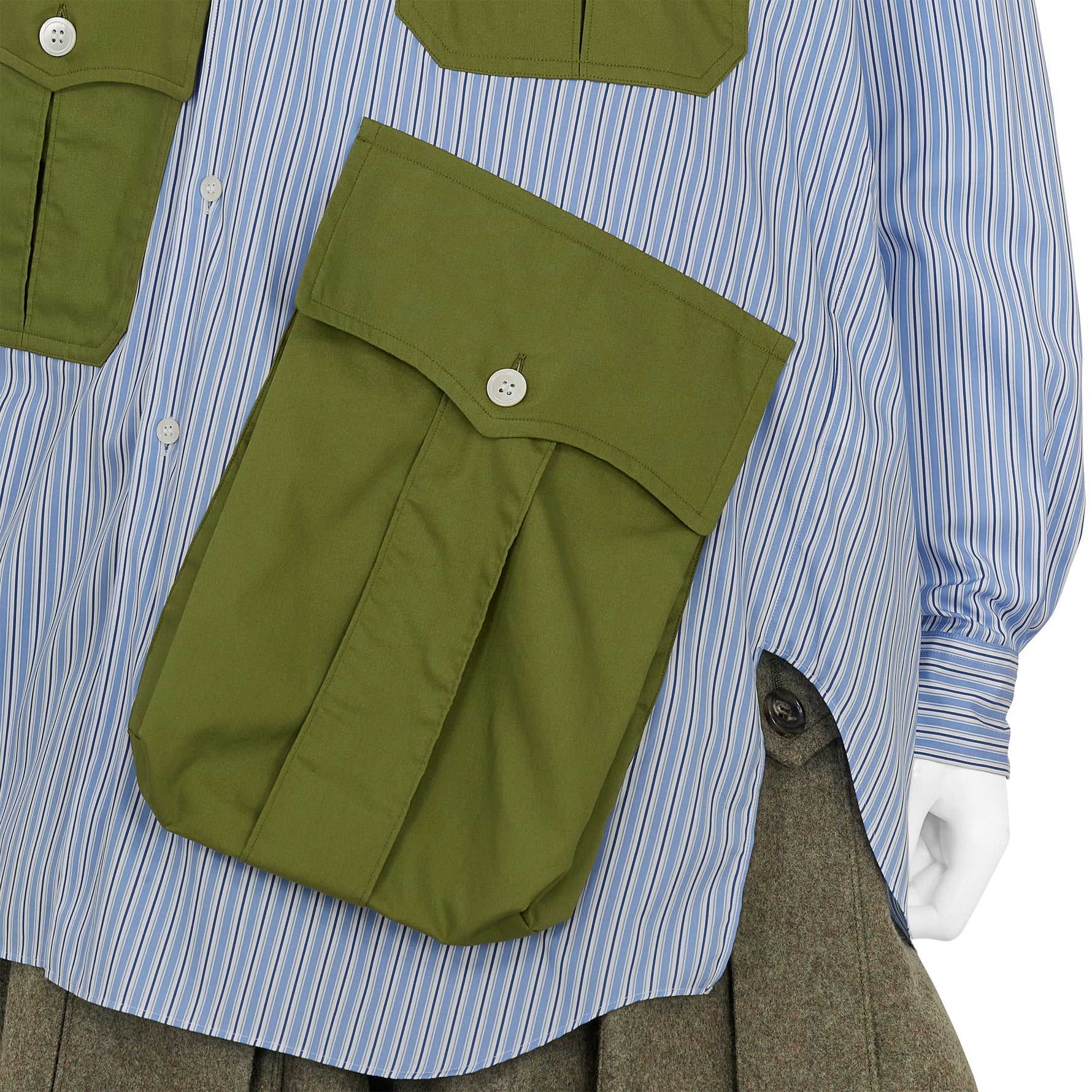STRIPE TWIST SHIRT WITH POCKET BLUE