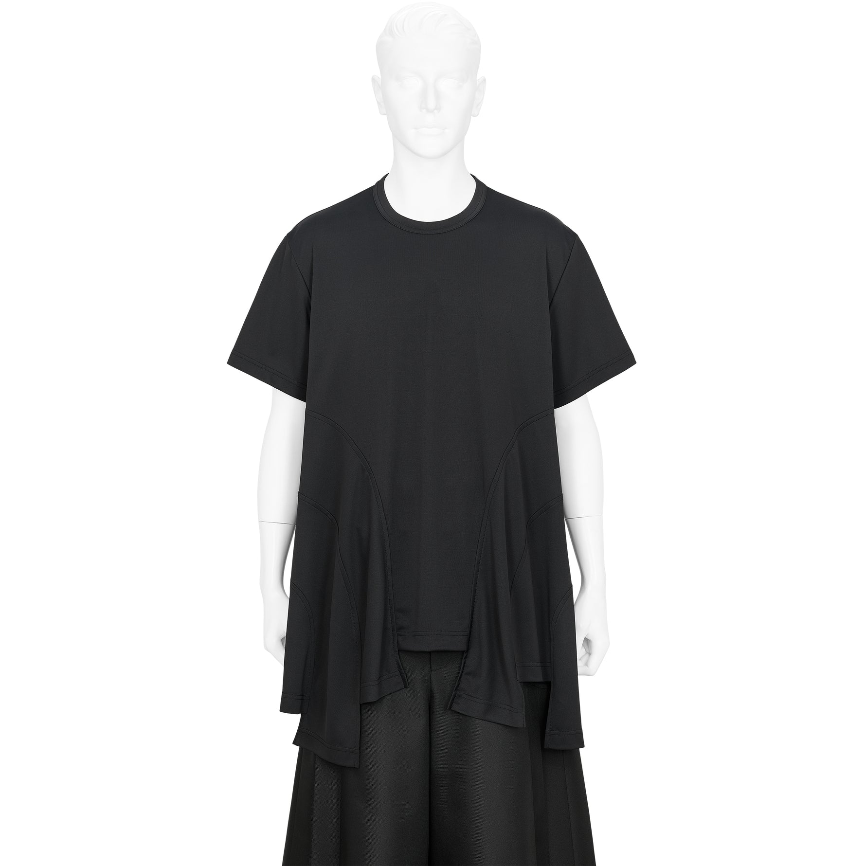 SIDE PANEL POLYESTER TEE SHIRT BLACK