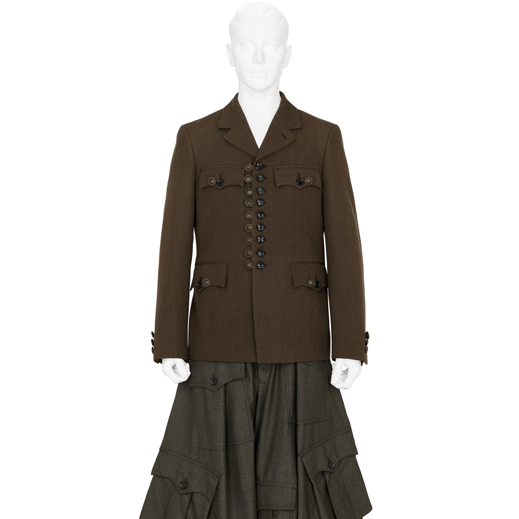 WOOL JACKET WITH BUTTON TOP BROWN