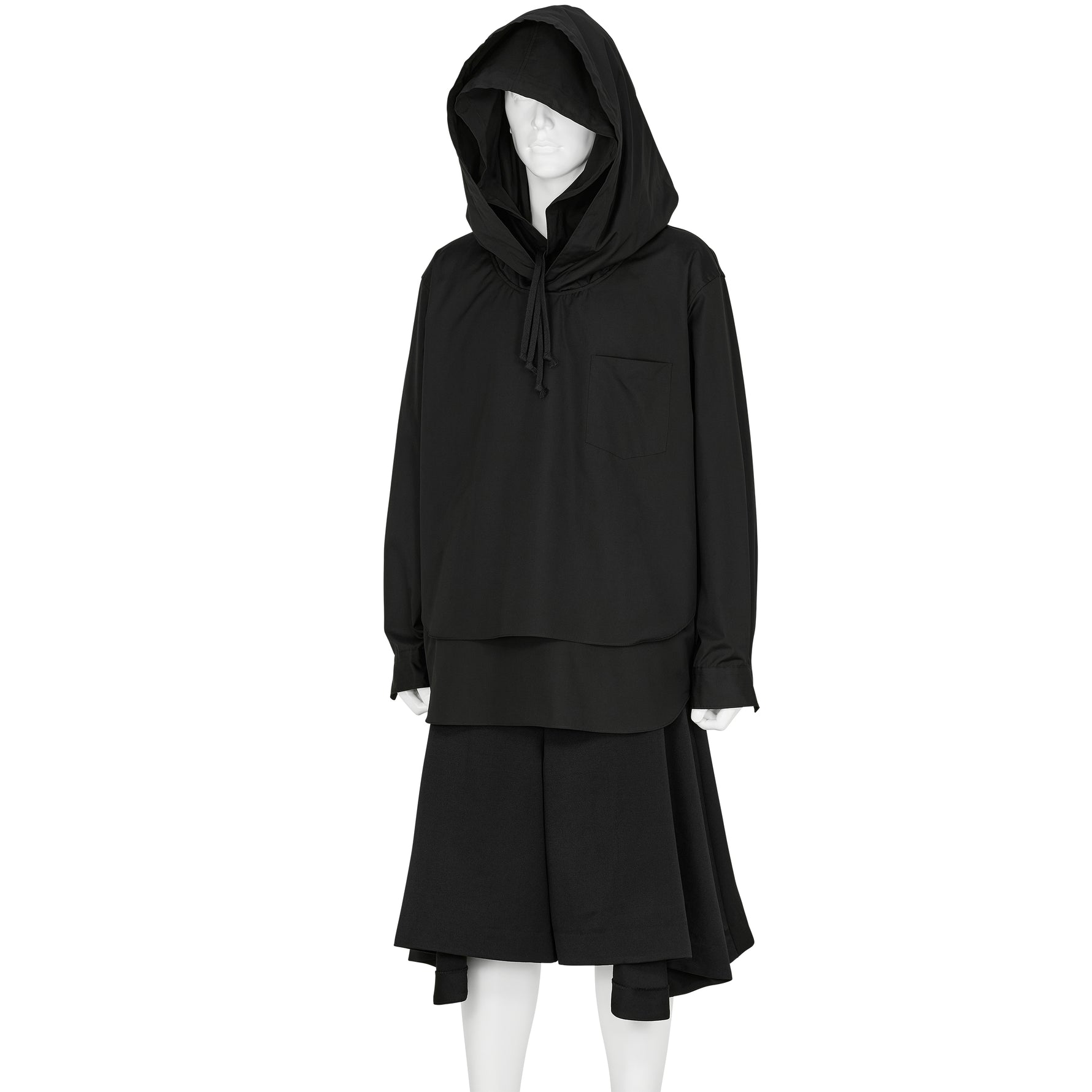 DOUBLE LAYERED HOOD SHIRT BLACK