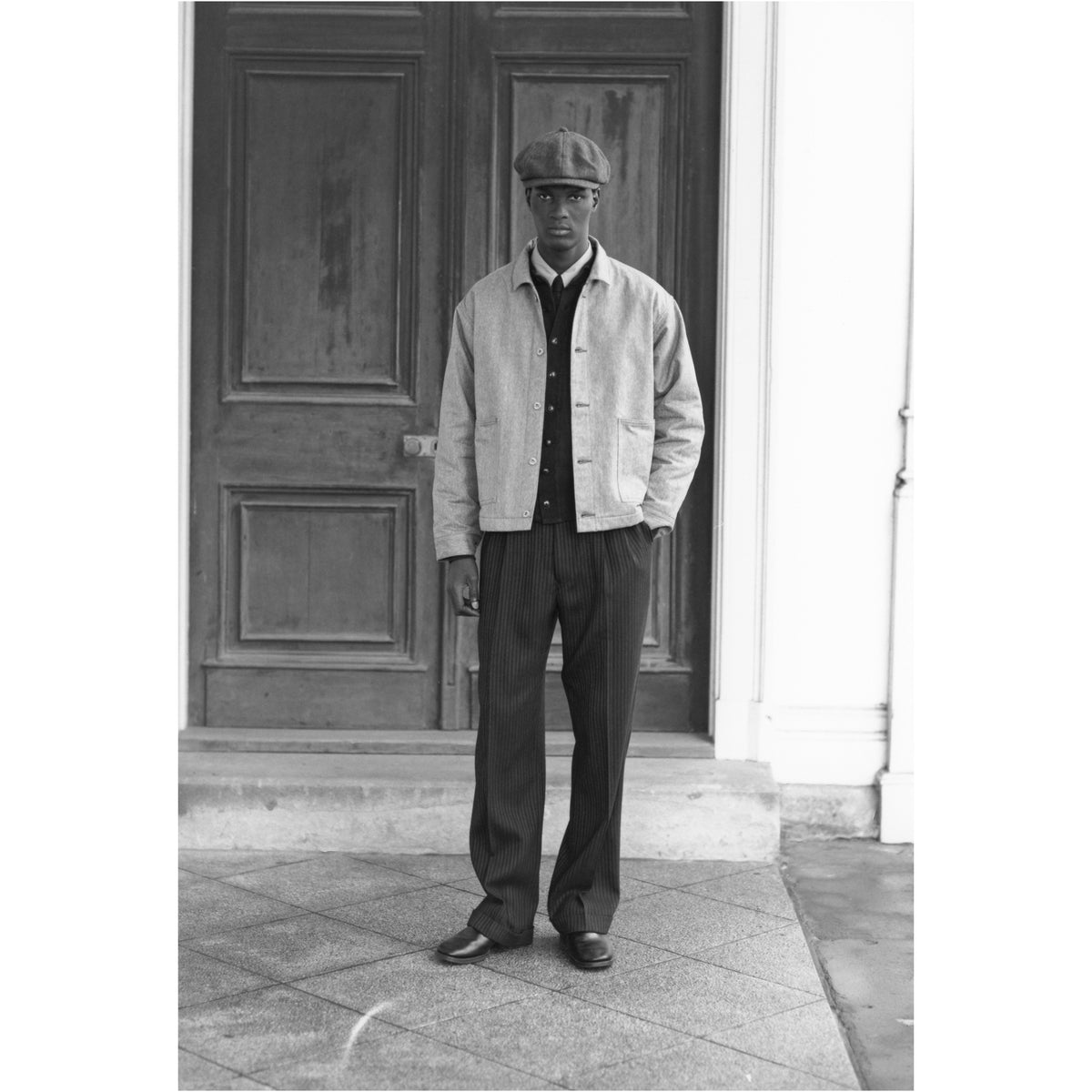 LOT.303 COVERALL JACKET WITH BLANKET LINING MELANGE CHARCOAL