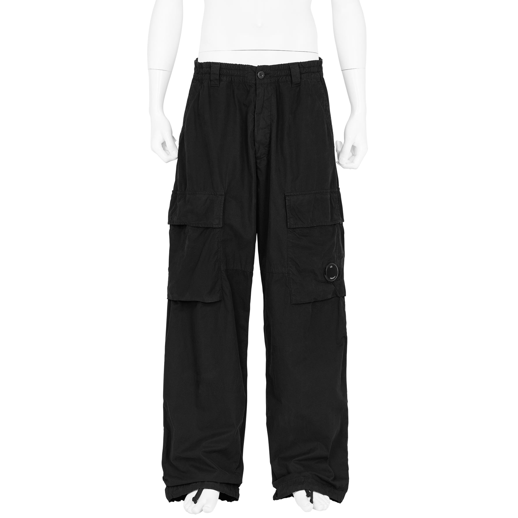 MICROREPS PEACHED CARGO PANTS BLACK
