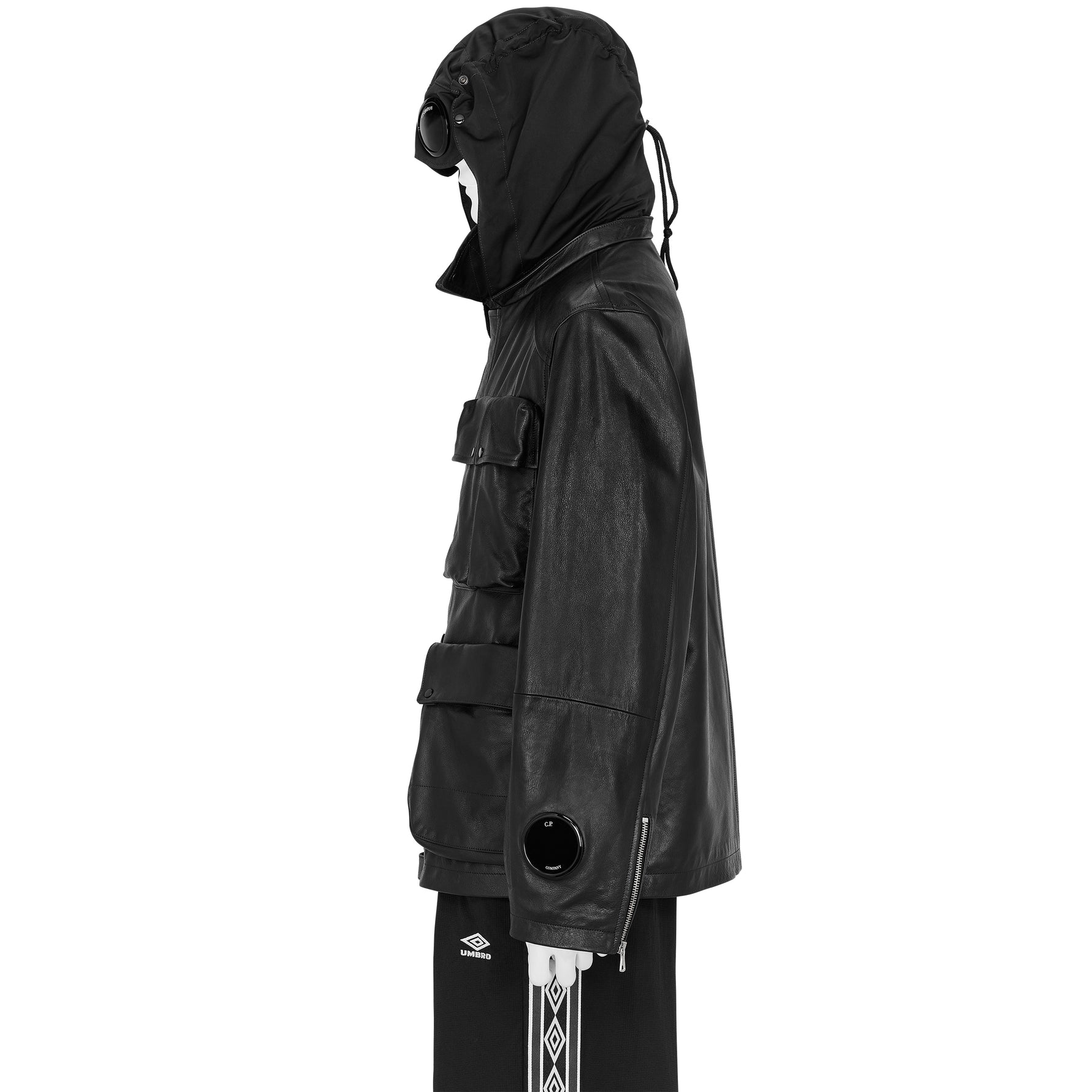 LEATHER GOGGLE JACKET BLACK