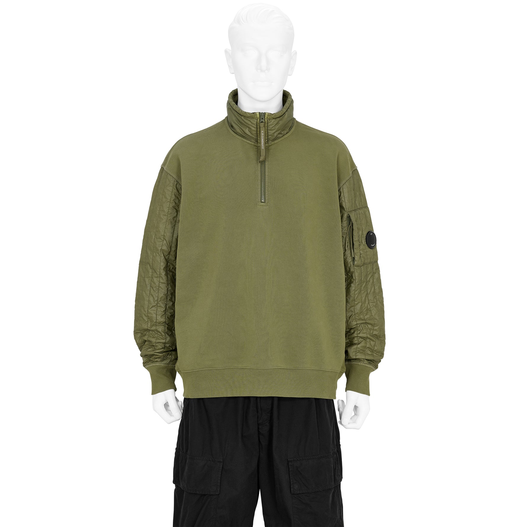 DIAGONAL RAISED FLEECE HALF ZIP SWEAT ELMWOOD GREEN
