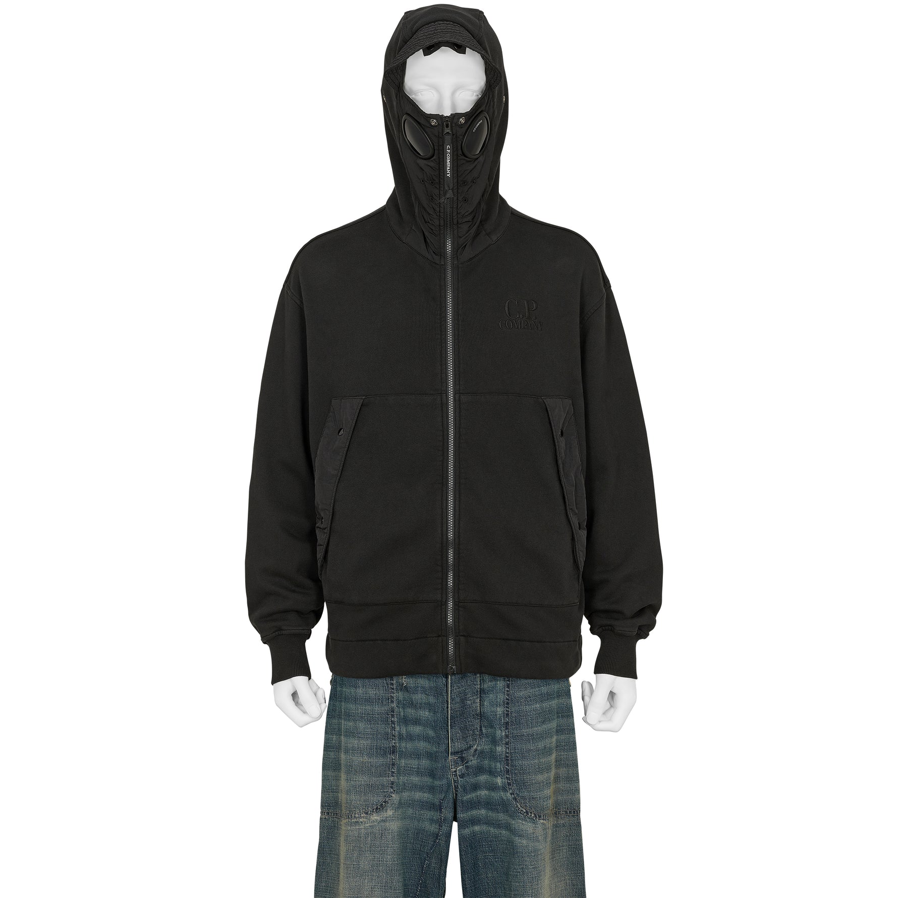 DIAGONAL RAISED FLEECE EXPLORER HOODY BLACK