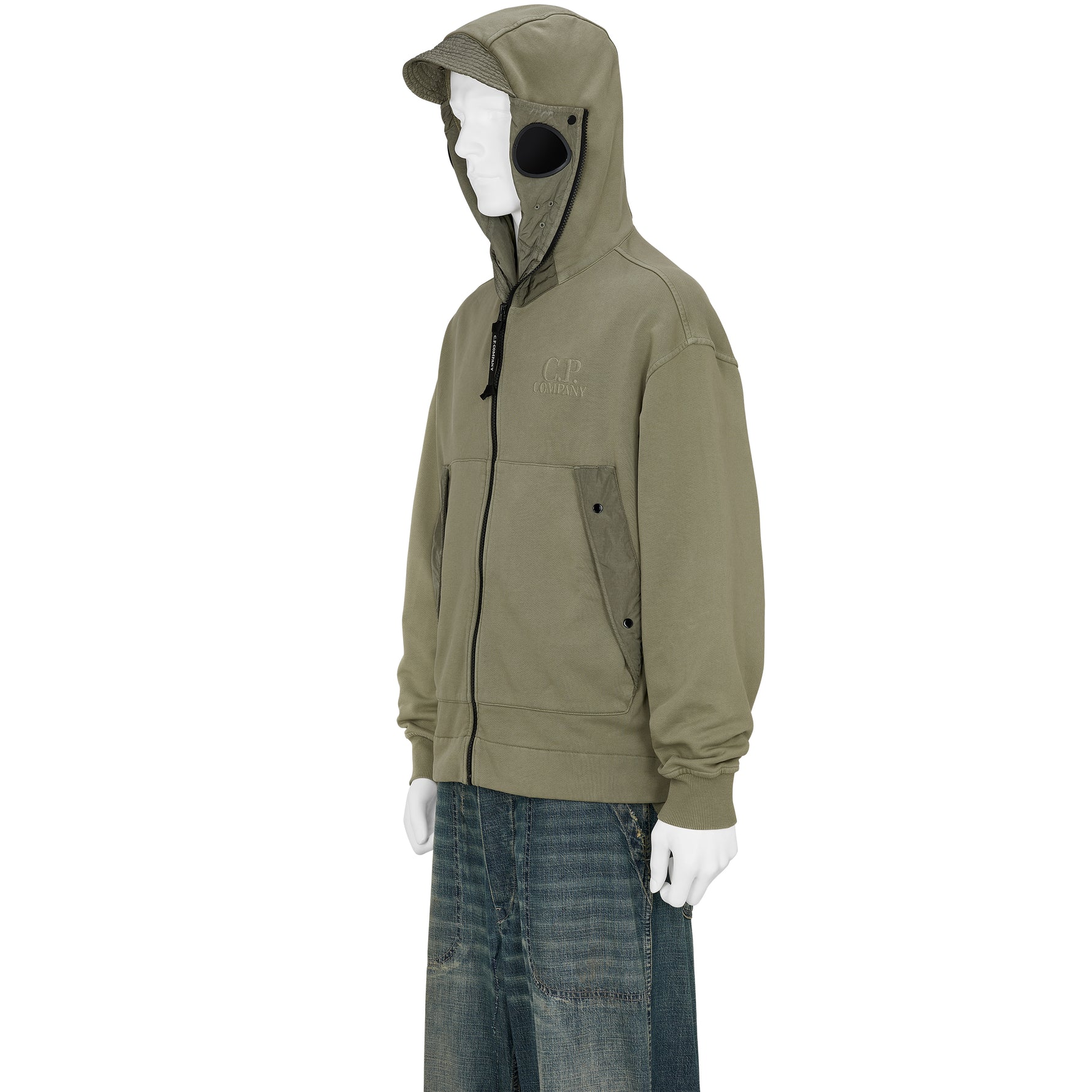 DIAGONAL RAISED FLEECE EXPLORER HOODY OLIVE