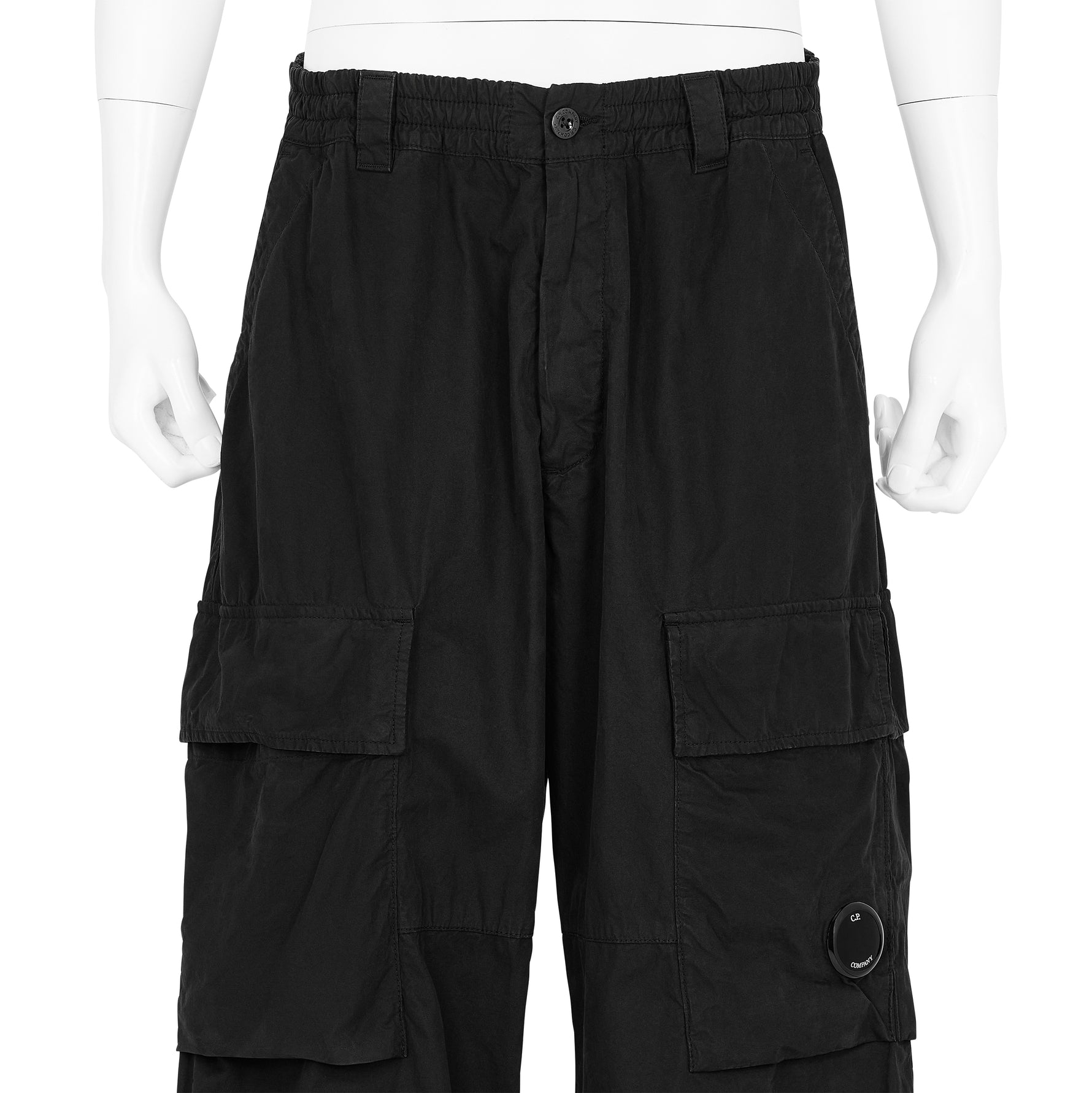 MICROREPS PEACHED CARGO PANTS BLACK